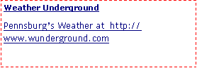 Text Box: Weather UndergroundPennsburg’s Weather at  http://www.wunderground.com